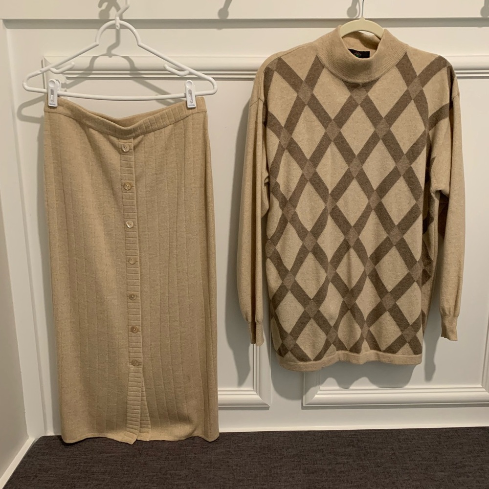 Chic Beige and Brown Skirt Set